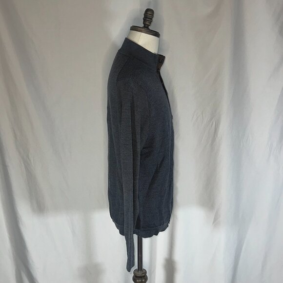 Turtleson - 100% Extra Fine Merino Wool Cardigan Sweater Blue Button Up Medium - Picture 5 of 14